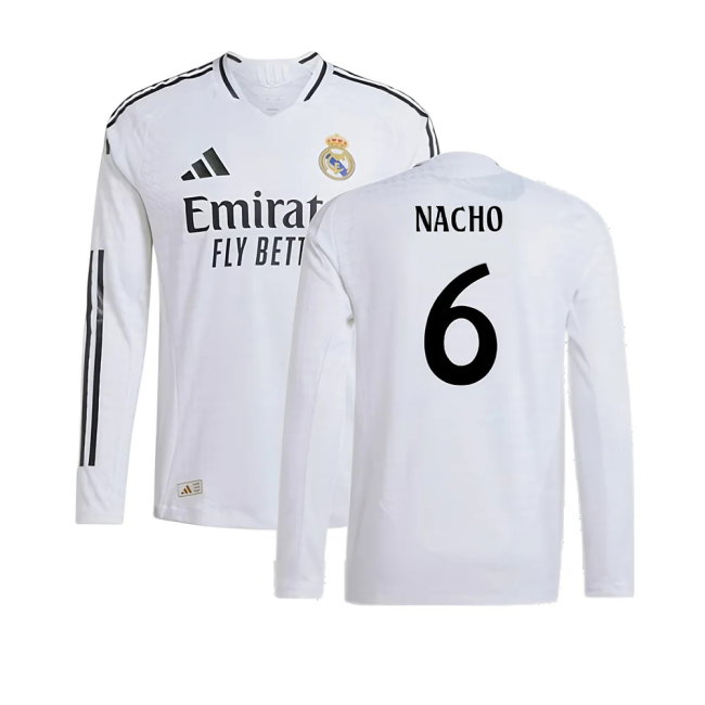 2024-2025 Real Madrid Authentic Long Sleeve Home Shirt (Nacho 6)-SoccerKits Hub | Buy Soccer Jerseys Online